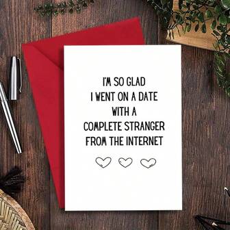 Roligt gratulationskort, romantisk årsdag humoristisk design, hjärtevärmande kärleks- och tacksamhetskort för alla hjärtans dag