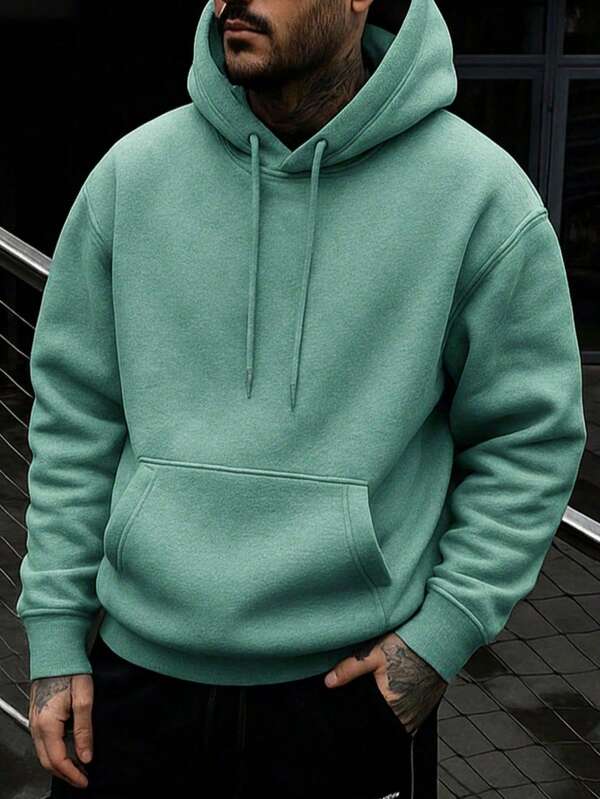 1pc Men's Solid Color Long Sleeve Hooded Sweatshirt, Suitable For Casual Everyday Wear And Gift For Friends, Autumn/Winter