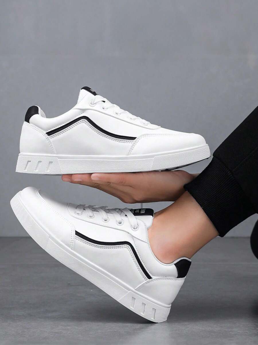 Tenis de hombre de skate en oferta, tenis para hombre de cuero baratos y de calidad, tenis hombre de skate con agarre firme, zapatos para hombre tenis hombre ideales para skaters y diario - Blanco - Ver 1