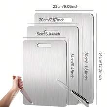 TAIMASI No Mold Cutting Board - Premium 2025 Stainless Steel Double-Sided Chopping Board | Food-Gra-De For Kitchen & Restaurant Use, Perfect For Upcoming US Holidays (Thanksgiving Nov 27, Black Fri-Day Nov 28, Christmas Dec 25) | Durable, Easy To Clean, Space-Saving, Rust-Proof & BPA-Fr-Ee, Food Safety Guaranteed - 銀色 - 查看 7