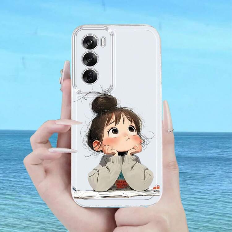 Funda de Teléfono de  Colorido de Chica de Dibujos Animados para Oppo A3 A3 Pro A3X A5 5G A5 Pro A5X A5i A16 A17K A18 A20 A38 A40 A55 A57 A57S A58 A60 A76 A77S A78 5G A79 A80 5G A98 Reno 10 11 Pro 12 13F 14 14F F29 Pro Funda de Teléfono de TPU Transparente a Prueba de Golpes de Cobertura Completa Divertida Personalizada Creativa - Colores mixtos - Añade 3