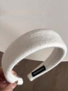 1条柔软甜美象牙色针织发带，秋冬季发饰，发箍，发圈 - 白色 - 查看 8