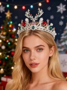 1pc Fashionable & Elegant Christmas Birthday Party Crown - 4367 Silver - View 12