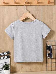 男童太阳系行星图案印花短袖T恤,夏季款 - 灰色 - 查看 3