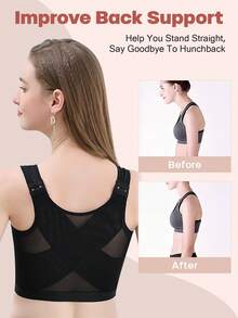 larrycard Women's Black Shaping Tank Top Style Compression Bra, Suitable For Post-Breast Augmentation Surgery Wear - Black - View 2