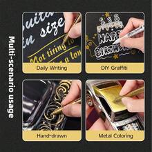 3pcs/6pcs Set Gold, Silver And White Metal Marker Pens, Medium Tip Metal Markers, Suitable For Crafting, Black Card Art, Doodling, Handmade Projects And Scrapbooking Decoration. - Multicolor - View 5