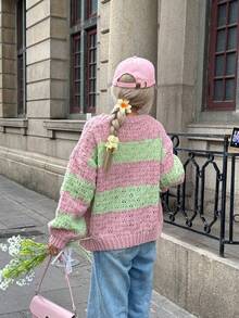 Ladies' Solid Color Jacquard Knitted Cardigan, Casual Autumn/Winter