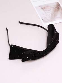 1 buc bandă de păr pentru femei cu stras negru și fundă, accesoriu de păr pentru fete dulci, potrivit pentru purtarea zilnică și sărbători, accesorii pentru cap cu bandă de păr, accesorii pentru păr pentru frumusețe și casă - diamant punct negru - Vizualizare 2