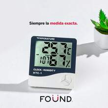 Higrómetro Digital HTC-1 Termómetro De Temperatura Y Humedad Con Reloj y Alarma FOUND Pantalla LCD Grande Multifunción Hogar Oficina Invernadero Laboratorio Alta Precisión Fácil Uso Montaje - Blanco - Ver 8