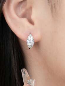 Classical Elegant Stud Earrings For Women Men Couple,5A Cubic Zirconia Stud Earrings,Retro And Unique Design,Classic Jewelry For Ladies Wife Groom,Christmas Thanksgiving Birthday New Year Gifts,Engagement Wedding Gifts For Couple Friend Bride - Silver - View 5