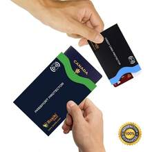 - portafolios delgada con bloqueo RFID de viaje para hombre, soporte minimalista para tarjetas de crdito de aluminio, se adapta a 6 tarjetas y ms, portafolios desplegable - Azul Marino - Ver 9