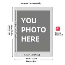 Kit di pittura a diamante personalizzata su misura per adulti, fai da te 5D, arte con punti a forma rotonda/quadrata, con foto, testo e disegno personalizzato, in varie dimensioni (20x25cm), decorazione personalizzata per la casa (Punti rotondi, 30x40cm), kit per adulti, decorazione con pittura a diamanti 5D