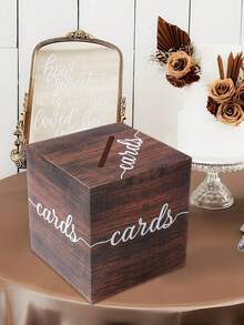1 Stück Holzmaserung Papier Kartenbox, Baby Dusche Kartenbox mit Schlitz, Gender Reveal Party Abstimmungsbox, Junge oder Mädchen, Gender Reveal Party Spiel Zubehör, Kartengeschenkbox, für Hochzeit, Jahrestag, Geburtstag Party, Abschlussfeier, Hochzeit Kartenbox, Hochzeit Tisch Mittelstück Dekoration, Baby Dusche Dekoration, Baby Dusche Party Zubehör - Holzmaserung - Übersicht 7