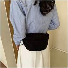 Velvet Waist And Shoulder Bag, Crossbody Style, Women's Fashion, Casual, Sporty, Ideal For Outings, Parties, Lightweight, Comfortable, Everyday Use - 黑色 - 查看 6