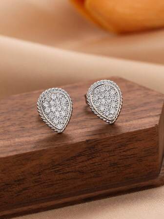 2pcs Stylish And Elegant Twist Zirconia Earrings, Simple Style Women's Earrings And Jewelry, Suitable For Parties, Banquets, Receptions, And Gift Giving