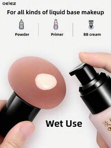 OEIEZ 2 Bông mút tán kem nền và phấn phủ, Bông mút trang điểm hình nấm có tay cầm, dùng được cả khi khô và ướt, Dụng cụ trang điểm mặt, Kem nền, Kem che khuyết điểm, Phấn phủ, Cọ nền, Cọ che khuyết điểm, Cọ má hồng, Cọ tạo khối, Cọ má hồng, Cọ bronzer, Cọ phấn phủ, Cọ nền, Cọ má hồng, Quà tặng - Nhiều màu - Xem 3