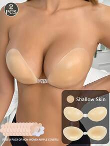 1/2 Pcs Invisible Silicone Push Up Bra – Strapless Backless Sticky Bra, Upgraded Strong Adhesive, Waterproof & Reusable, Perfect For Wedding Dresses, Strapless Outfits & Summer Looks - Multicolor - View 44