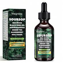 MEGNETA Soursop Graviola Liquid | Oral Drops For Immune Wellness, Digestive Balance & Liver Care, Leaf & Fruit Formula With Sea Moss, Elderberry & Black Seed Oil, For Men And Women, 2 Fl.Oz Glass Bottle, Local Delivery, Free Shipping - 2 液體盎司(1 瓶裝) - 查看 9