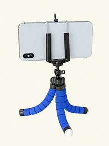 八脚三脚架，通用手机支架，带手机夹的便携式相机三脚架 - 藍色 - 查看 3