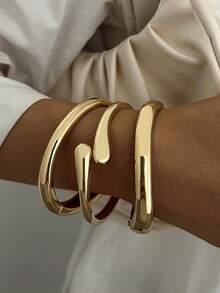 Exaggerated Fashion Water Drop Shaped Stainless Steel Bracelet For Women, Suitable For Formal Events, Parties, Daily Wear, And As A Gift For Friends - Yellow Gold - View 10