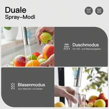 Ausziehbarer Küchenwasserhahn mit Brause - Hochdruck-Armatur, 360° drehbar, Edelstahl - Gebürstetes Nickel - Übersicht 5