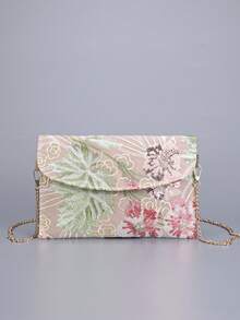 亮片刺绣花卉信封手拿包，女士时尚亮片拼接手提包，派对晚宴包，随机裁剪，适合女性，适合派对、婚礼、盛大晚宴，完美搭配节日派对礼服、晚礼服和亮片连衣裙。 - 彩色 - 查看 12