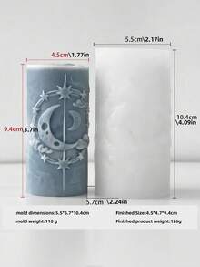 Sun And Moon Relief Cylindrical Candle Making Mold - Featuring Retro Moon And Star Design, Reusable Silicone For Artistic Candles, DIY Home Decoration, Spiritual Gifts, Wax And Resin Crafts With Heat Resistance - 白色 - 查看 16