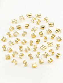 50pcs Bohemian Style Mini Dreadlock Beads Vintage Hollow Metal Hair Accessories Hair Clips Hair Ties Braids Decorations, Claw Clips, Hair Slide, Hair Barrettes - Gold - View 4