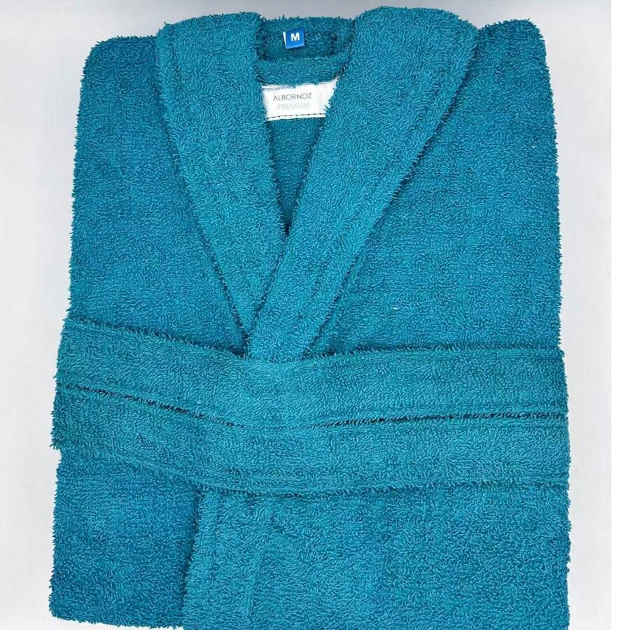 VOGRAC 100% Cotton Bathrobe – Unisex Soft Terry Bathrobe - Màu xanh ngọc - Xem 1