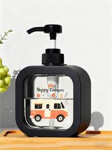 可爱快乐露营者造型免冲洗洗手液瓶 - 复古露营车设计，可重复灌装，适用于浴室和厨房，小巧的台面收纳，非常适合房车、小木屋或家居装饰 - 户外爱好者的理想礼物，房车配件，趣味设计，春季装饰 - 耐用塑料材质，浴室配件，俏皮设计，轻松按压泵头，家居装饰 - 彩色 - 查看 3