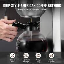 12 Cups Commercial Drip Coffee Maker, Coffee Maker Machine With 3 Glass Carafes And 3 Warmer Plates, Stainless Steel Pour Over Coffee Brewer For Restaurant, Office, Cafe - 15.94 X 15.94 X 18.11 In - View 6