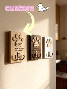 Personalized Wooden Dog Leash Hanger, Dog Leash Storage Rack, Handmade Dog Tag, Dog Leash Holder, Wooden Sign, Holiday Calendar