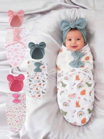 1 pieza Manta de envolver suave de algodón para recién nacidos, adecuada para bebés niños y niñas, fácil de usar, apta para bebés de 0 a 3 meses, excelente como regalo para baby shower, actividades al aire libre, artículos esenciales para recién nacidos