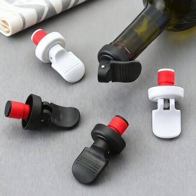 4pcs Wine And Beer Bottle Stoppers, Durable Bar Style Hand Press Sealing Bottle Caps, Suitable For Champagne & Sparkling Wine, Leak-Proof And Preserving, Bottle Stoppers, Champagne Stoppers, Streamlined Design, High-Quality Sealing, Party Host