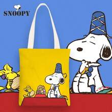 1PC Snoopy Anime Ins Small Fresh Canvas Bag Women's Single Shoulder Simple Student Classroom Bag, Cute Design, Portable Storage, Suitable For Daily Use And Travel, Suitable As A Gift For Friends (Style Random)