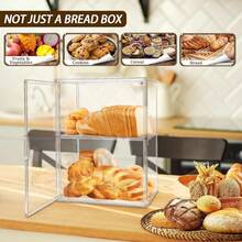 Panera acrílica, almacenamiento de pan transparente, 2 capas ajustable, material para mascotas de calidad alimentaria, también adecuado para manualidades, cajas ciegas - Estilo A - Ver 5