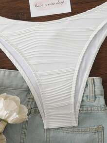 New 2 Pieces Wavy Pattern Fabric Fashionable Elegant Women's Bikini Swimwear, Casual Swimwear For Spring/Summer Beach, Vacation, Yacht Party White - White - View 6