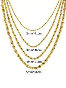 1 chiếc vòng cổ dây xích xoắn bằng thép titan vàng 18K dành cho nam, vòng cổ dây xích đơn giản, vòng cổ dây xích dài dày, phụ kiện cá nhân hóa - dây chuyền xoắn vàng - Xem 5