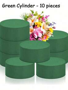 10pcs Floral Foam, Green Wet & Dry Floral Foam, Suitable For Fresh Or Artificial Flowers, Florist Supplies, Applicable For Wedding, Birthday And Home Decor, Autumn Bedroom Decor, Autumn Room Decor, Autumn Home Decor, Wedding Supplies - Multicolor - View 10