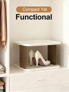 Shoe Rack For Closet, Space Saving Shoe Organizer, Sturdy Storage Shelf, Closet Organizers And Storage, Shoe Cabinet For Upright Or Upside Down, Large Space Fit All Shoe Sizes, Stackable Free Standing Shoe Rack For Entryway, Garage, Corridor, Apartment Essentials, Home Organization - White & Brown - View 6