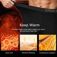 2 Pack Men's Fleece Lined Thermal Leggings - Soft Stretch Thermal Base Layer Long Johns For Men, Warm Pantalones Termicos Hombre For Workout, Running, Cycling & Skiing - Black - View 4
