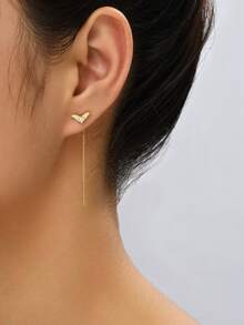 Nooxian 1对女士耳环，时尚翅膀微镶嵌立方氧化锆奢华流苏耳环，独特珠宝礼品 - 金黃色 - 查看 4