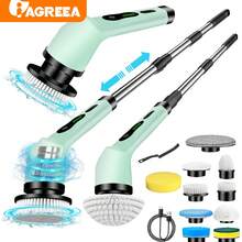 IAGREEA Electric Spin Scrubber, Cordless Cleaning Brush, Shower Cleaning Brush With 9 Or 6 Brush Heads 2H Power Dual Speed, Adjustable Extension Handle, 360 Cordless Cleaning Brush For Bathroom, Bathtub, Tiles, USB-C Charging Cable, Rotating Cleaning Brush, 2000mAH