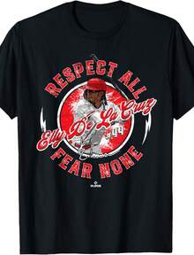 Respect All Fear None Elly De La Cruz Cincinnati MLBPA T-Shirt - 黑色 - 查看 1