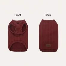 1pc Thick Soft Comfortable V-Neck Vest For Small/Medium Dogs & Cats, Suitable For Autumn/Winter Pet Clothing - Burgundy - View 5