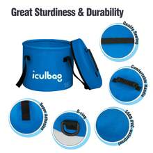 Iculbag 15-Liter Foldable Bucket With Lid Fishing Bucket, Car Wash Bucket Outdoor Fishing Tool, Sink, Portable Foot Soaking Bucket Camping Picnic Bucket Suitable For Various Outdoor Activities
