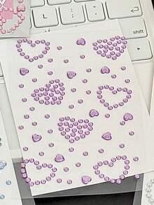 8 Styles Wholesale Cute Mini Butterfly, Heart, Star Shaped Rhinestone Stickers, Suitable For Decorating Scrapbooks, Notebooks, Phone Cases, Face, Strong Adhesiveness, Pink & Blue Color Scheme - Multicolor - View 30