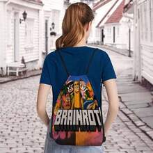 1pc Italian Brainrot Anime Backpack - Heavy-Duty Oxford Soft-Shell Backpack With Drawstring Closure, Lightweight And Easy To Carry, With Practical Pockets - Suitable For Fitness, Travel, Sports, Daily Use - Fun Cartoon Backpack, Suitable For Gamers, Anime Fans, Brainrot Game Enthusiasts - Durable Unisex Backpack - Multicolor - View 4