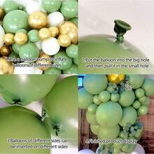 Kit de Arco de Guirnalda de Globos, Adecuado para baby shower, Boda, cumpleaños, Aniversario, Halloween, Navidad y Otras Decoraciones para Fiestas (Estampado animal) - verde claro - Ver 5