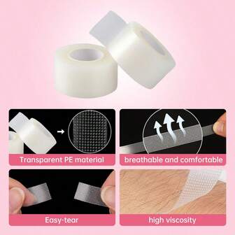 DR.SETTIO 12 rullar självhäftande ögonfranstejp, andningsbar PE-franstejp, ögonfransförlängningstillbehör - 9 m/10 yard per rulle (transparent)